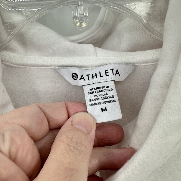 ATHLETA forever fleece hoodie 1/2 zip sweatshirt pullover bright white casual M - Picture 9 of 10